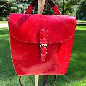 Patricia Nash Small Vatoni Red Leather Backpack Convertible Shoulder Bag
